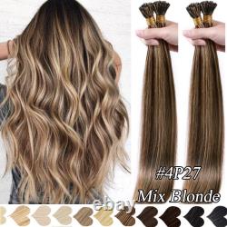 0.5g/Strand I Tip Hair Keratin Stick Glue Human Remy Hair Extensions Straight 8A