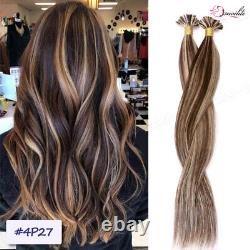 100% Fusion Remy Human Hair Extensions Pre Bonded Nail U Tip Keratin Bonding HOT