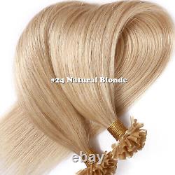 100% Real Remy Hair Keratin Bonded Nail U Tip Human Hair Extensions Thick Blonde