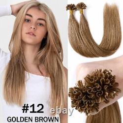 100% Remy Keratin Pre Bonded Nail U Tip Glue Human Hair Extensions Highlight USA