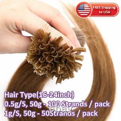 100% THICK Keratin Nail U-Tip Russian Remy Human Hair Extensions Pre Bonded 1g/s