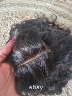 12A 12INCH 6X6 SILK BASE TOPPER WIGLET BRAZILIAN HAIR DEEP WAVE FOR HAIR LOSS 1b