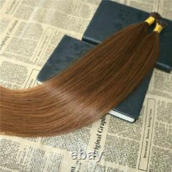 12A RUSSIAN 100g/100 STRAND PRE-BONDED KERATIN NAIL l TIPS HAIR AUBURN BROWN 30#