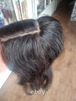 12a 22inch 6x6 Silk Base Topper Wiglet Brazilian Hair Straight For Hair Loss 1b#