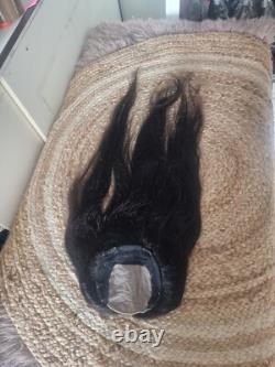 12a 22inch 6x6 Silk Base Topper Wiglet Brazilian Hair Straight For Hair Loss 1b#