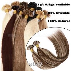 14''-24'' 1g/Stand Pre Bonded Nail U Tip Keratin Remy Real Human Hair Extensions