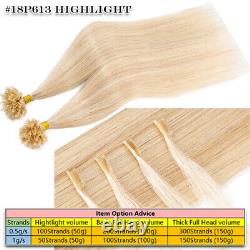 150G+ Keratin Nail U Tip Real Remy Human Hair Extensions Russian Pre Bond BLONDE