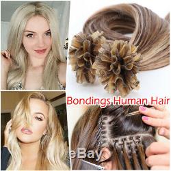 150Pcs 1G Bondings Keratin 100% Brazilian Remy Human Hair Nail U-Tip Extensions