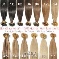 150Pcs 1G Bondings Keratin 100% Brazilian Remy Human Hair Nail U-Tip Extensions