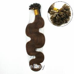 15-24 U Nail Tip Pre Bonded Keratin Fusion Remy Body Wave Human Hair Extensions