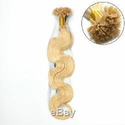 15-24 U Nail Tip Pre Bonded Keratin Fusion Remy Body Wave Human Hair Extensions