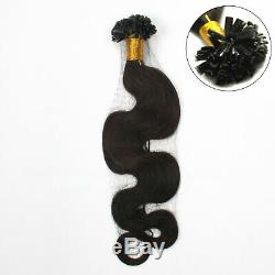 15-24 U Nail Tip Pre Bonded Keratin Fusion Remy Body Wave Human Hair Extensions