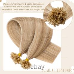 16-24 Double Drawn Nail U Tip Human Hair Extensions Pre-bonded Keratin 1g 200g