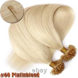 16-24 Inch Nail U Tip Keratin Remy Human Hair Extensions Thick Glue Pre Bonded