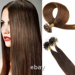 16-26 Keratin Nail U-Tip Hair Extensions Pre Bonded Remy Human Hair Full Head