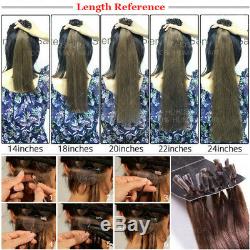 200PCS Fusion Pre Bonded Keratin Nail U Tip 100% Remy Human Real Hair Extensions