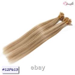 200PCS THICK Fusion Pre Bonded Keratin Nail U Tip Human Hair Extensions Balayage