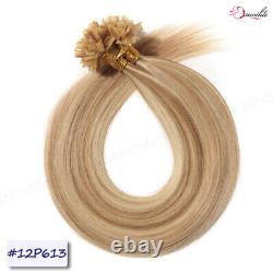 200PCS THICK Fusion Pre Bonded Keratin Nail U Tip Human Hair Extensions Balayage