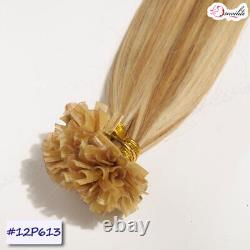 200PCS THICK Fusion Pre Bonded Keratin Nail U Tip Human Hair Extensions Balayage