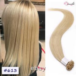 200PCS Thick Keratin Nail U Tip Russian Remy Human Hair Extensions Pre Bonded US