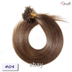 200PCS Thick Keratin Nail U Tip Russian Remy Human Hair Extensions Pre Bonded US