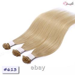 200PCS Thick Keratin Nail U Tip Russian Remy Human Hair Extensions Pre Bonded US