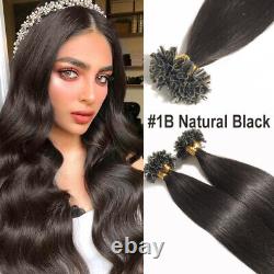 200S Keratin Pre Bonded Nail U Tip Real Human Hair Extensions Full Head Thick US