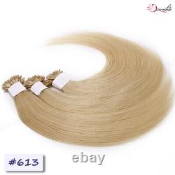 200S Thick Nail U Tip Real Remy Human Hair Extensions Keratin Glue Fusion Blonde