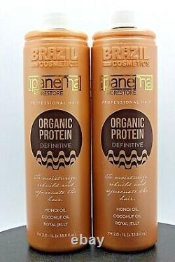 2 Pack Brazil Cosmetics Ipanema Biorestore Organic Brazilian Hair Protein 33.8oz