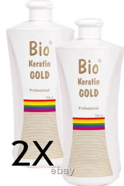 2x Bio Keratin Gold Brazilian Hair Straightener 700 ML Hair Accessories, Barber