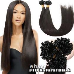 300Pcs Nail U Tip Straight 100% Human Hair Extensions Pre-Bonded Keratin 14-24