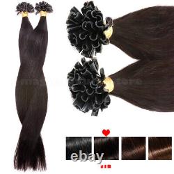 300Pcs Nail U Tip Straight 100% Human Hair Extensions Pre-Bonded Keratin 14-24
