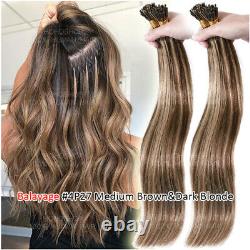 300 Strands Pre bonded Keratin I Tip Stick Remy Human Hair Extensions Micro Ring