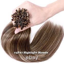 7A Russian Flat Pre Bonded Remy Human Hair Extensions Nail U Tip Keratin Blonde