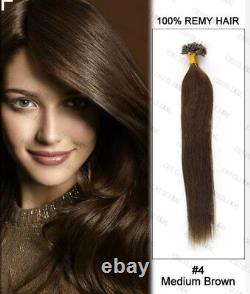 8A Pre Bonded Keratin U Nail tip Remy Human Hair Extensions Brazilian Salon hair