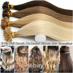 8A Russian 100% Remy Human Hair Extensions Nail U Tip Pre Bonded Keratin Ombre