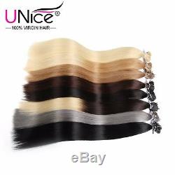 8A UNice Remy Keratin Stick I Tip Brazilian Human Hair Extension 1g/s 100Strands
