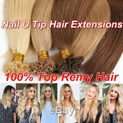 9A Pre Bonded 16-24 U Nail Tip 100% Remy Human Hair Extension Keratin 1G/S USA