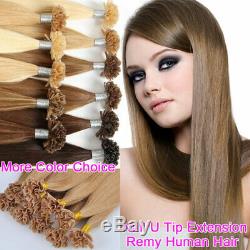 9A Pre Bonded 16-24 U Nail Tip 100% Remy Human Hair Extension Keratin 1G/S USA