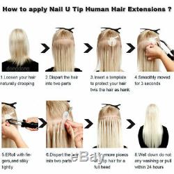 9A Pre Bonded 16-24 U Nail Tip 100% Remy Human Hair Extension Keratin 1G/S USA