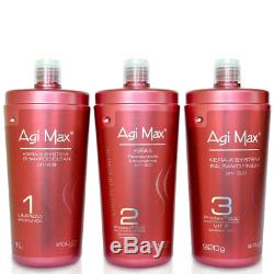 Agi Max Brazilian Keratin Hair Treatment Kit 1 Liter 3 Steps (3 X 1000Ml)