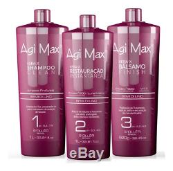 Agi Max Brazilian Keratin Hair Treatment Kit 1 Liter 3 Steps (3 X 1000Ml) Th