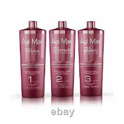 Agi Max Brazilian Keratin Hair Treatment Kit 1 liter 3 Steps (3 x 1000ml)