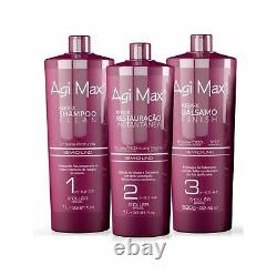 Agi Max Brazilian Keratin Hair Treatment Kit 1 liter 3 Steps (3 x 1000ml)