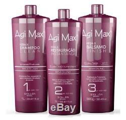 Agi Max Brazilian Keratin Hair Treatment Kit 1 liter 3 Steps 3 x 1000ml Kera-x