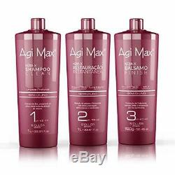 Agi Max Brazilian Keratin Hair Treatment Kit 1 liter 3 Steps 3 x 1000ml T