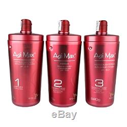 Agi Max Brazilian Keratin Hair Treatment Kit 1 liter 3 Steps (3 x 1000ml) T