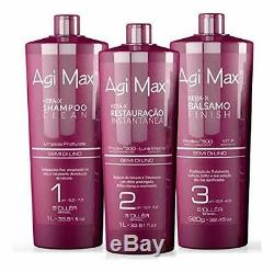 Agi Max Brazilian Keratin Hair Treatment Kit 1 liter 3 Steps 3 x 1000ml T