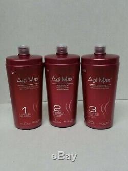 Agi Max Brazilian Keratin Hair Treatment Kit 1 liter 3 Steps FULL BOTTLES