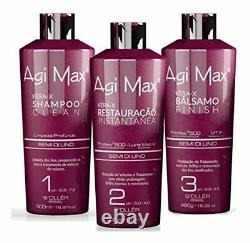 Agi Max Brazilian Keratin Hair Treatment Kit (3 Bottles)